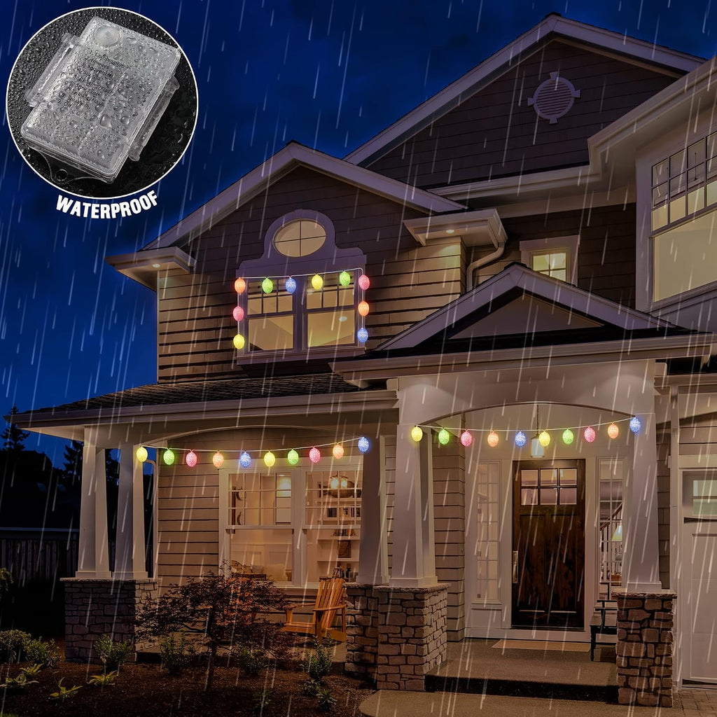 Hiboom Easter Decorations Egg Lights, 8 Flashing Modes LED Easter Lights, Waterproof Battery Operated Fairy Light for Outdoor Indoor Decorations(4.92 ft with 10 LED)