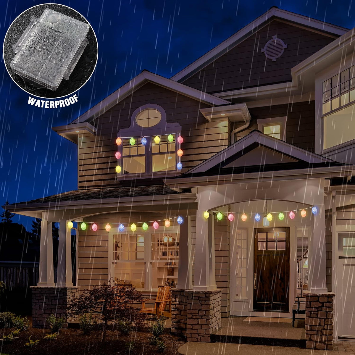 Hiboom Easter Decorations Egg Lights, 8 Flashing Modes LED Easter Lights, Waterproof Battery Operated Fairy Light for Outdoor Indoor Decorations(4.92 ft with 10 LED)