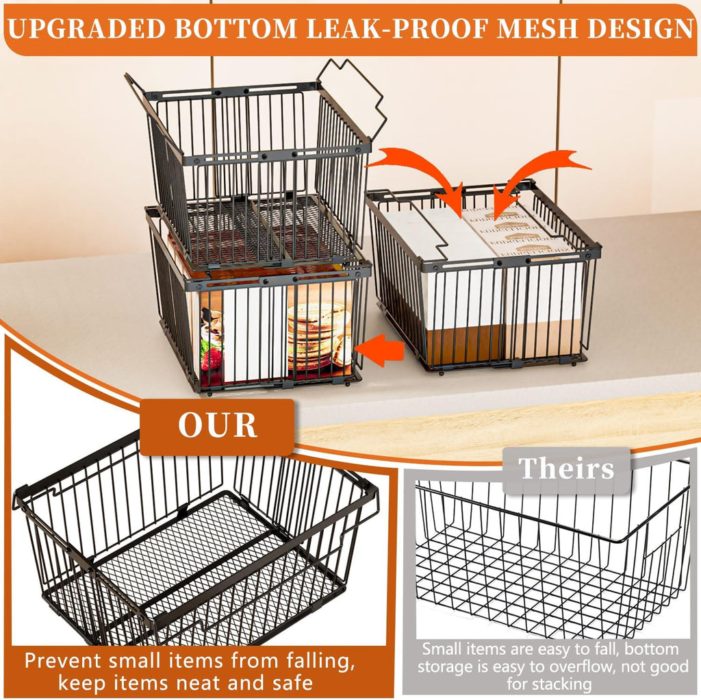 Large Freezer Organizer Bins for 5 to 9 Cu.Ft,Leak-Proof Bottom，4Pack