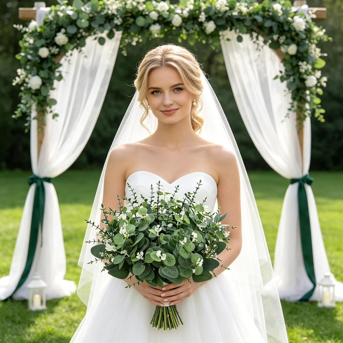 Palonu 150 Pcs 4 Kinds Mixed Artificial Eucalyptus Leaves Stems Bulk Fake Silver Dollar Eucalyptus Bundle Faux Plants Greenery for DIY Bouquets Floral Arrangement Wedding Engagement Party Decor
