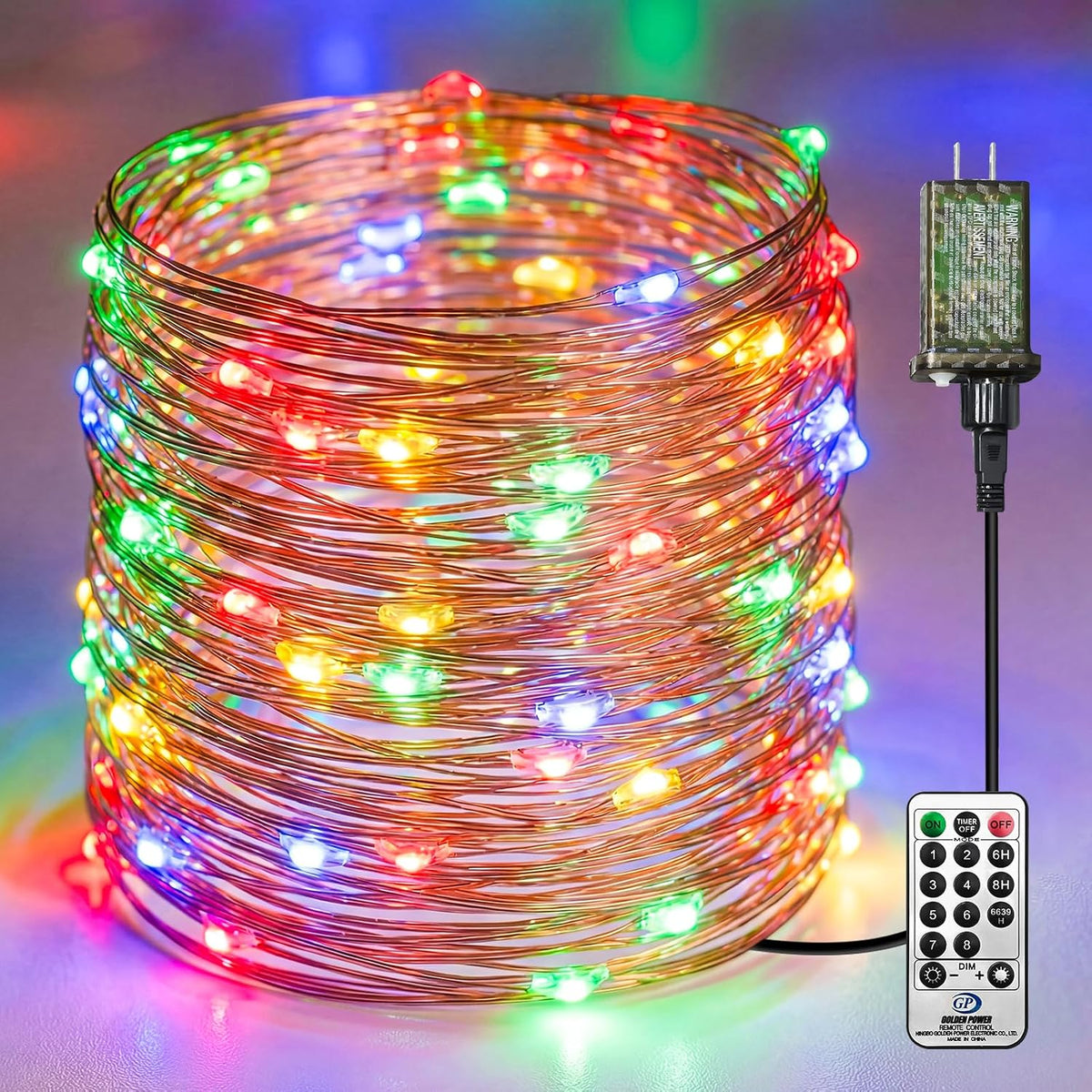 Plug-in Fairy Lights, 66 Ft 200 LED String Light with Remote, 8 Modes, Timer and Dimming Twinkle Lights for Indoor, Bedroom, Party, Decoration, Holiday, Multi-Colored
