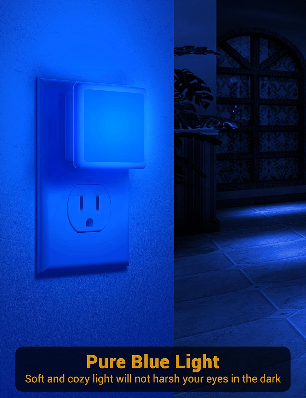 JandCase Blue Night Light, Blue Nightlight[2 Pack],0.3 Watt LED Night Light