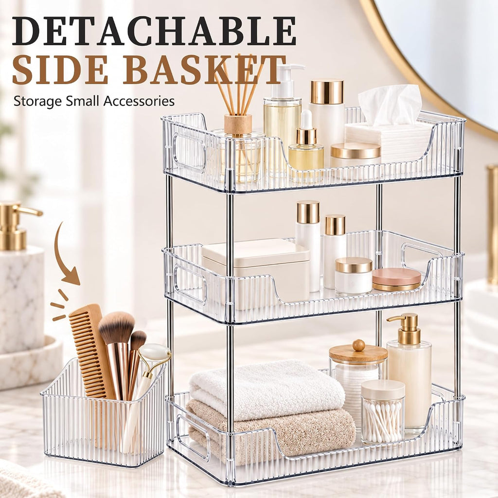 3-Tier Clear Bathroom Counter Organizer, Makeup Skincare Tray