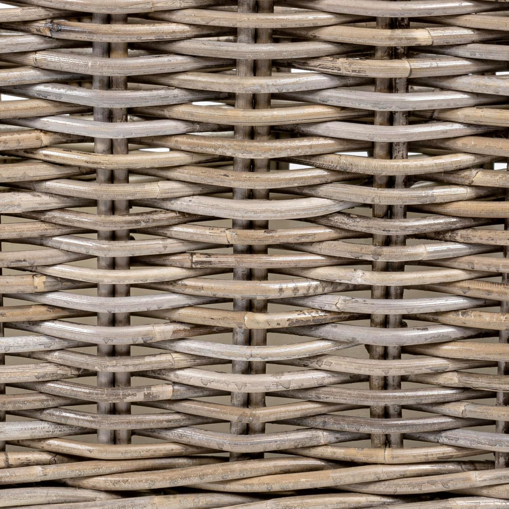 happimess Yael Coastal Hand-Woven Rattan Basket with Wheels, Kubu Gray