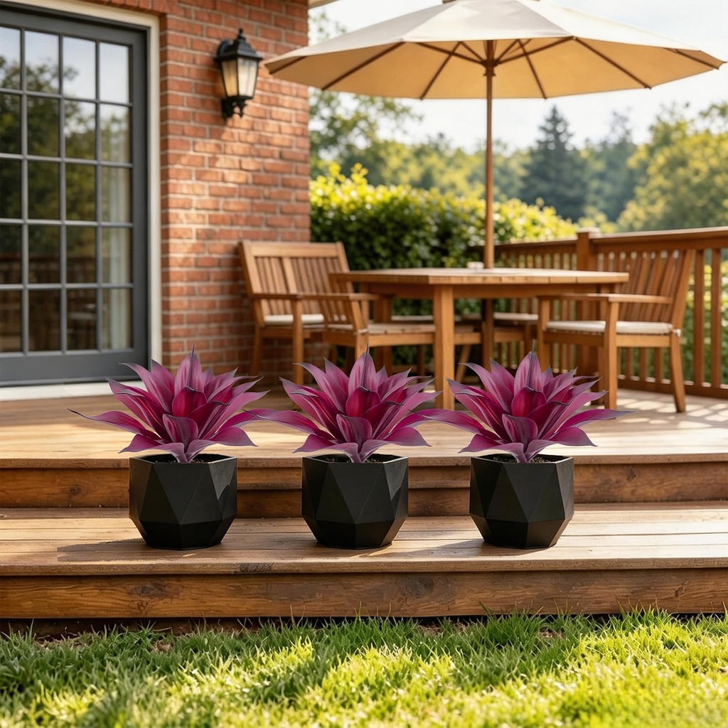 2 Pack Artificial Agave Plant, Purple Faux Succulent Stems with 18 Leaves, UV Resistant Realistic Tropical Greenery for Indoor Outdoor Garden Front Porch Aesthetic Decor