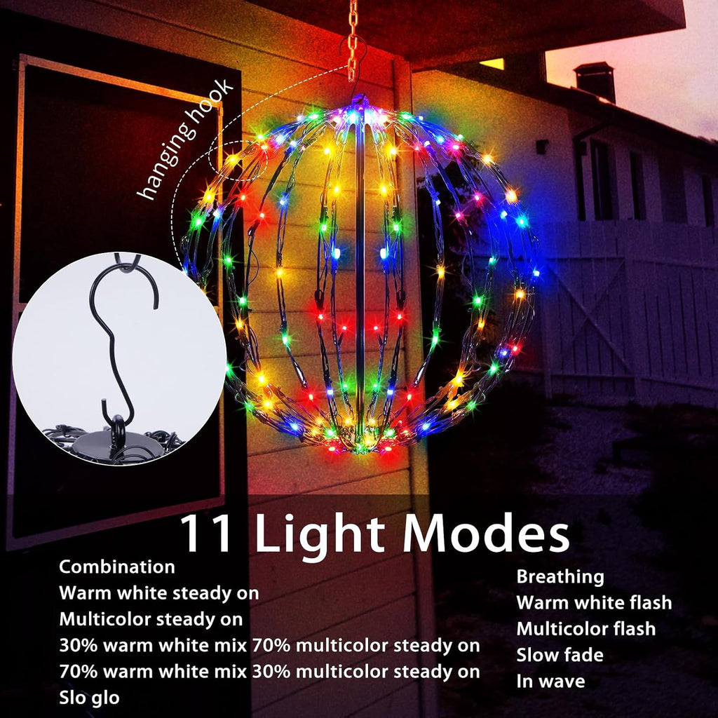 3 Pack Christmas Light Balls, 16 Inch Foldable Sphere Decor, Multicolor