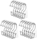 DAWNER Shower Curtain Hooks, Rust Proof Metal Easy Glide Double Rings, Stainless Steel Hangers for Bathroom Curtains, Set of 12, Polished Chrome (Pack of 3)