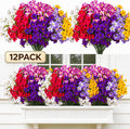 Artificial Petunia Flowers Outdoor, 12 Bundles UV Resistant Faux Plants