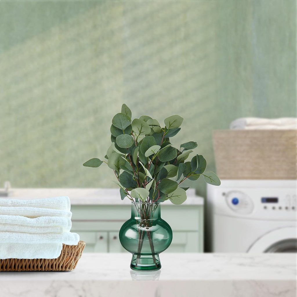 Elements Artificial Eucalyptus Stems in Glass Vase - 18 Inch
