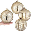 Arrowbash 4 Pcs 6'' Champagne Gold Mercury Big Christmas Ball Ornaments Set