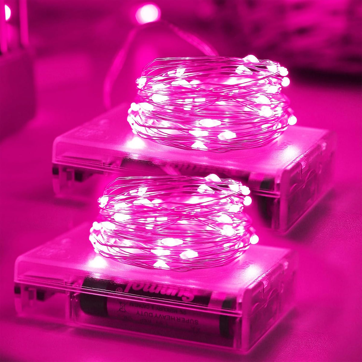 Christmas Pink Fairy String Lights Battery Operated Powered 50Led