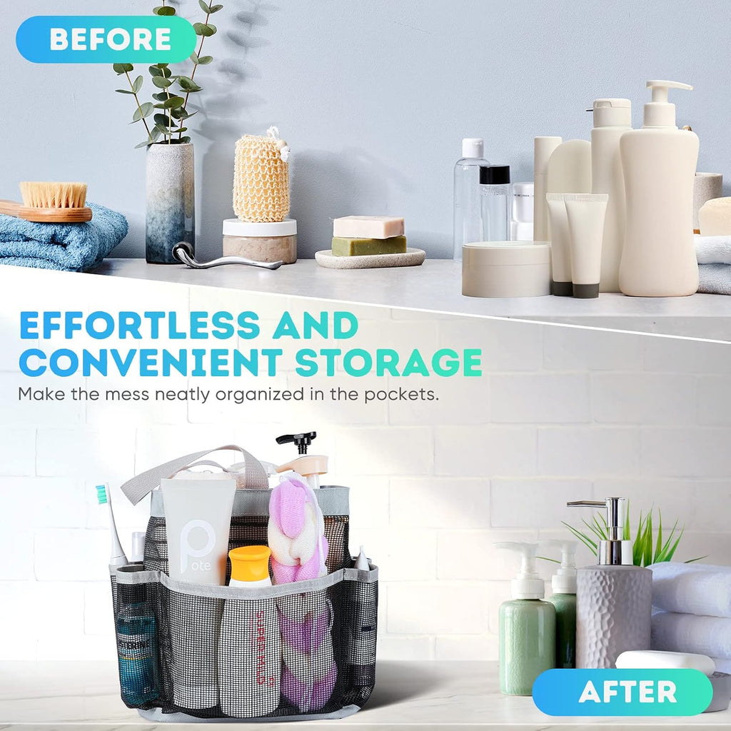 EUDELE 2 Pack Mesh Shower Caddy Portable for College Dorm Room Essentials, Shower Caddy Dorm with 9-Pocket Large Capacity,Shower Bag for Beach,Swimming,Gym
