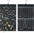 Earring and Necklace Organizer, Dual Sided Hanging Jewelry Organizer with Hanger for Closet,Over Door Large Capacity Holder 300 Earrings+30 Necklaces, Sturdy Felt Material,Gift Ready,1 Pack