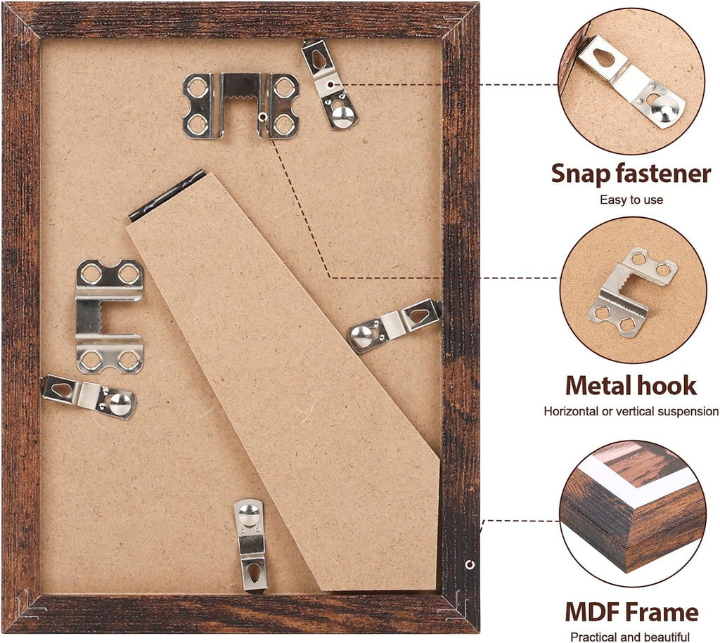 Fixwal 5x7 Picture Frames Set of 5 with Tempered Glass, Vintage Distressed
