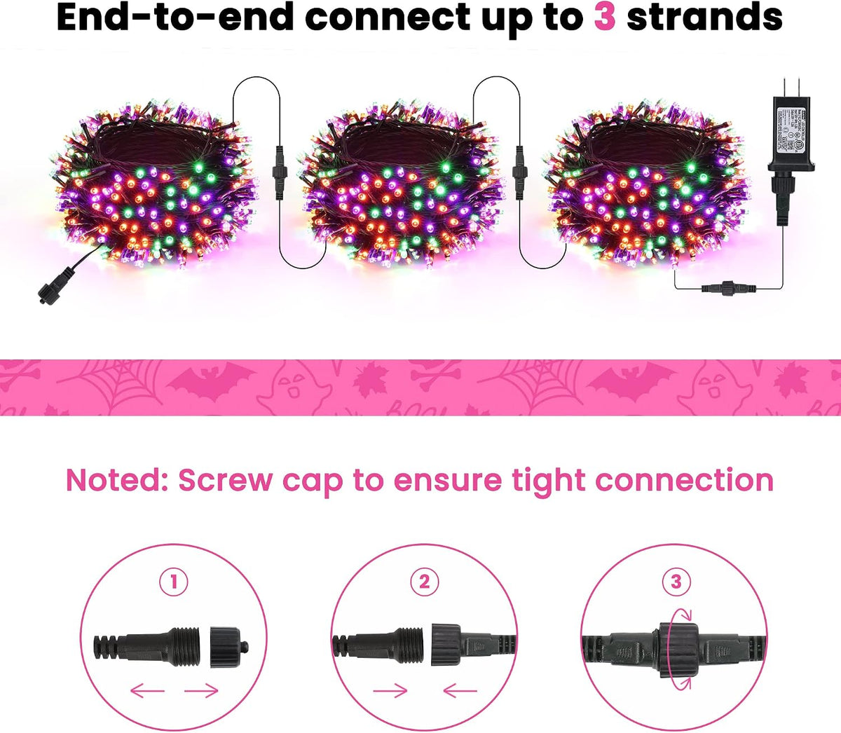 Halloween Lights Indoor, 114ft 300 LED Halloween String Lights with 8 Modes