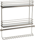 Home Details Wall Mounted Jewelry Organizer | Dimensions: 14.6"x 3.9"x 15.6" | 2 Tier Mirror | Home Organization | Great for Bracelets | Necklaces | Earrings | Mirror Based Shelf | Satin Finish