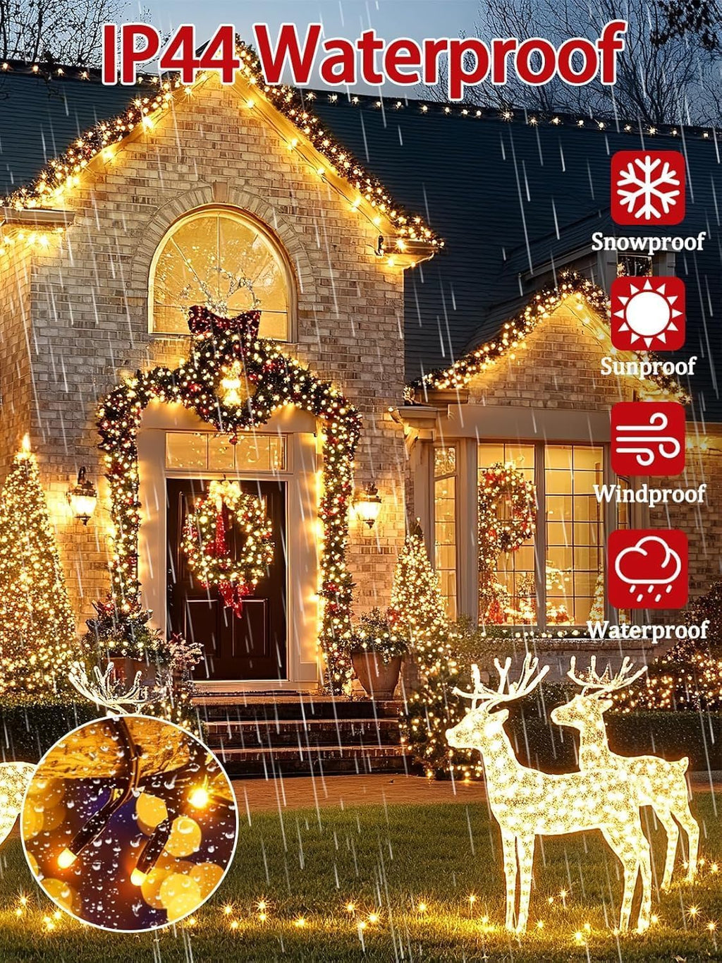 2 Pack 600 LED Christmas Lights 13 Modes Extendable Christmas Tree Lights