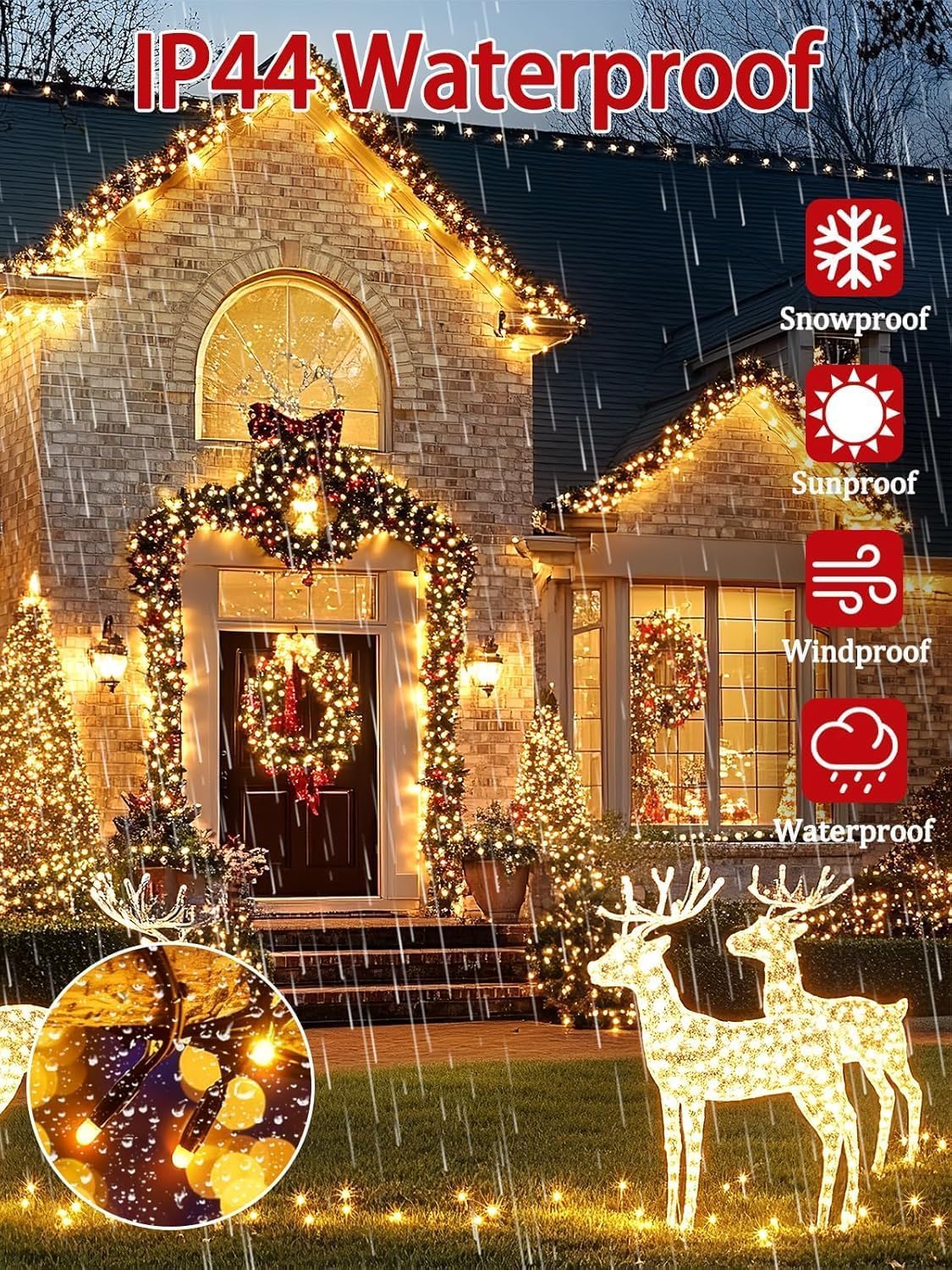 2 Pack 600 LED Christmas Lights 13 Modes Extendable Christmas Tree Lights