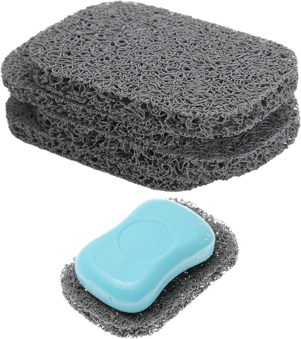 Snowkingdom 4 Pack Gray Soap Saver for Bar Soaps Draining Lift Pad 2.9" x 4.5" PVC Non-BPA Non-Slip Durable