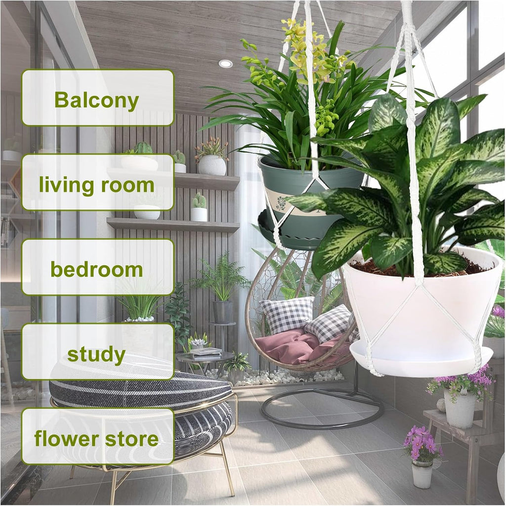 2 Pack Macrame Plant Hanger Large, 37.8 Inch Plant Hanger Indoor Outdoor