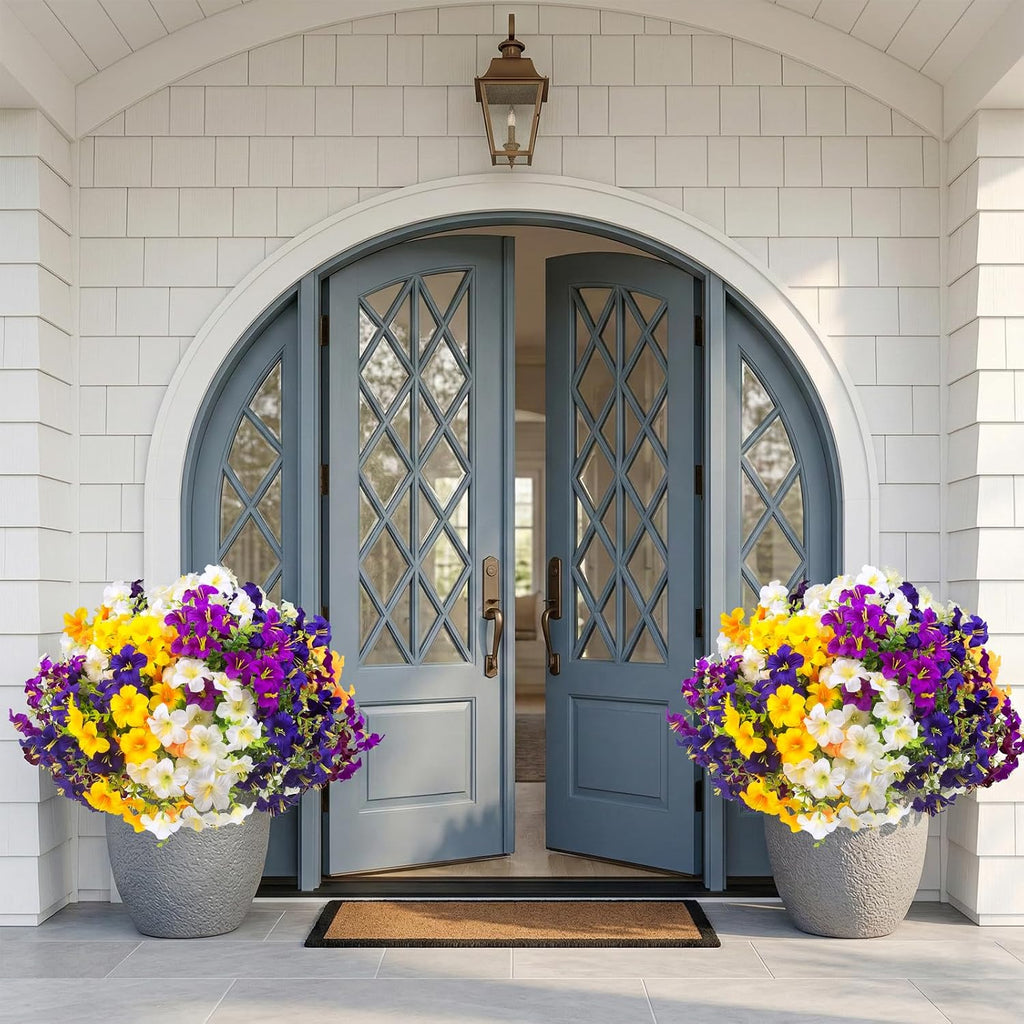 Daynight 16Pcs Artificial Petunias Flowers, Realistic Flowers for Outdoor (16, White,Yellow,Purple,RedViolet)