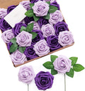 Ling's moment Artificial Flowers with Stems, Purple, 3", 25Pcs Fake Roses
