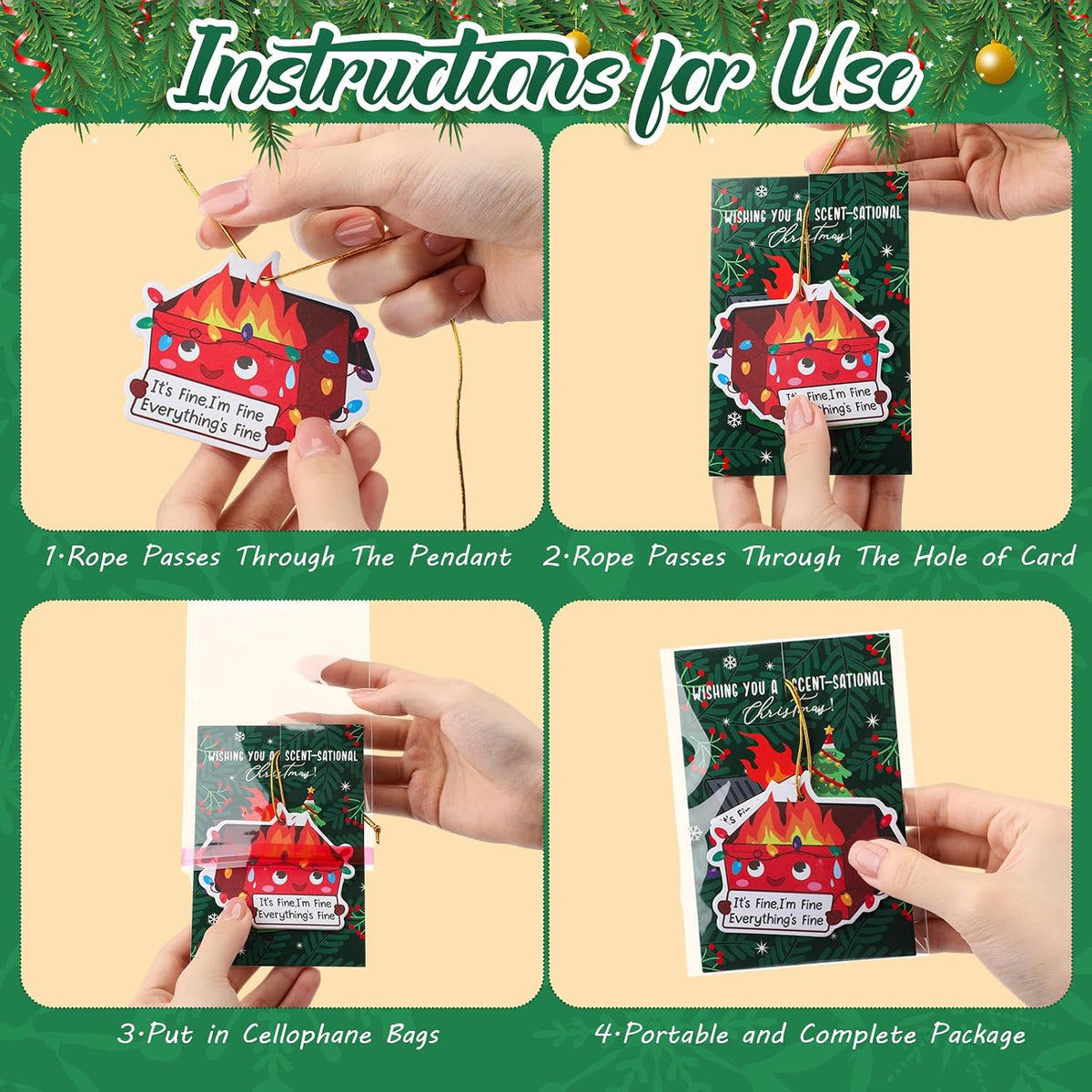 40 Sets Dumpster Fire Hanging Ornament Emotional Funny Positive Support Scent Sachets Air Freshener with Card Thank You Gifts for Teacher Nurse Office Coworker Employee Team Staff, 10 Scent
