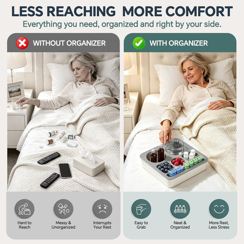 Couch Cup Holder, Anti-Spill Couch Caddy for Sofa and Bed, White-Gray