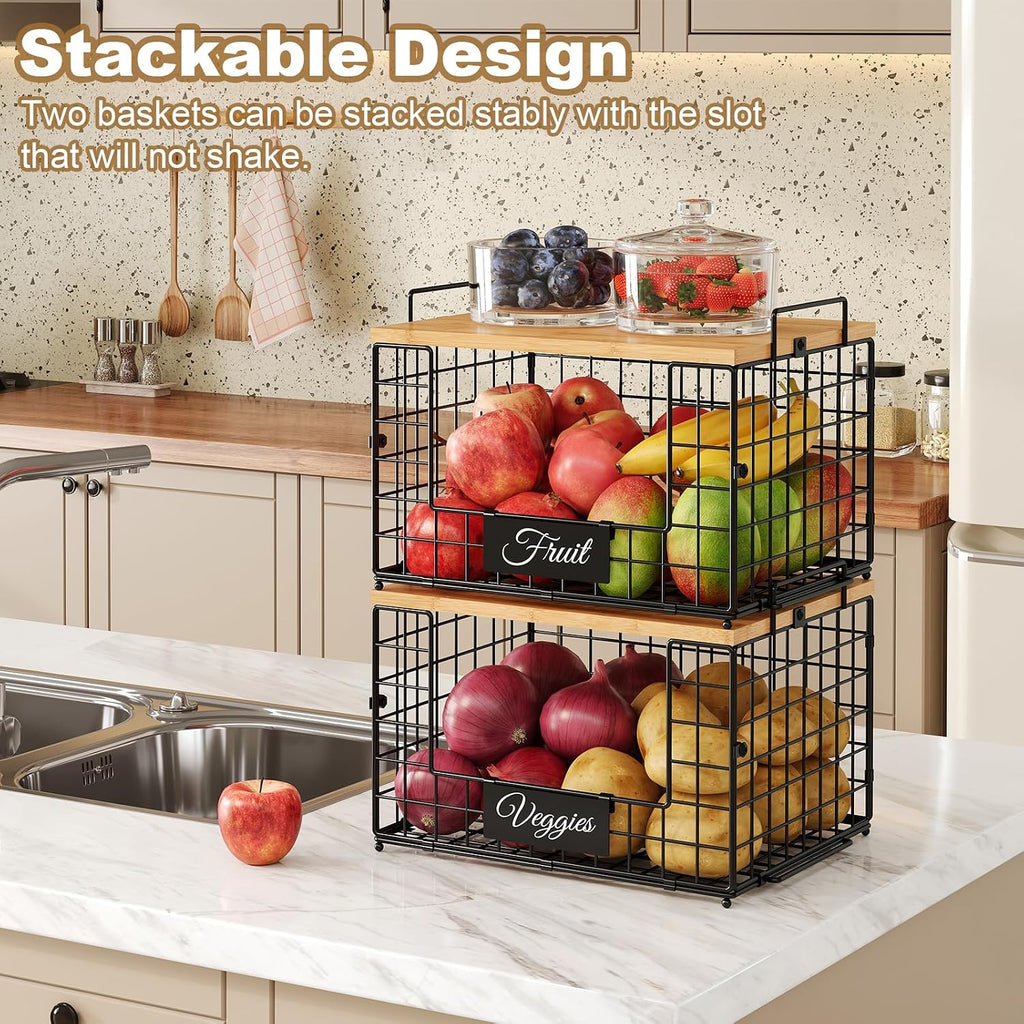 2 PACK XXL Potato and Onion Storage Bins, Pantry Organizers and Storage