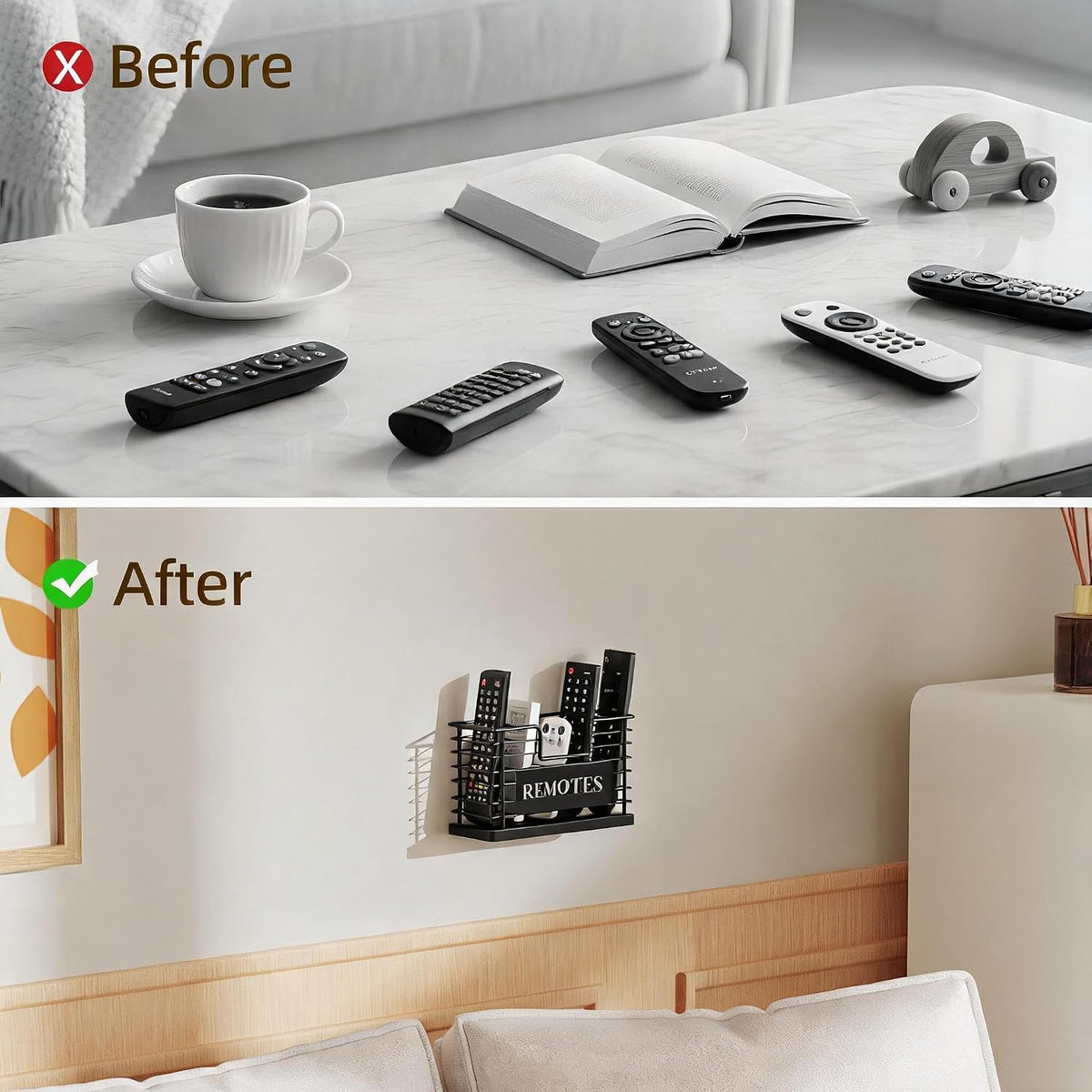 Remote Control Holder, 5-Slot TV Remote Holder Wall Mount