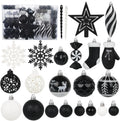 Artmag 135 Pcs Christmas Ball Ornaments Set, Pre-Tied Shatterproof Plastic Assorted Christmas Balls for Xmas Tree Hanging Decorations Festival Party Holiday Decor (Black)