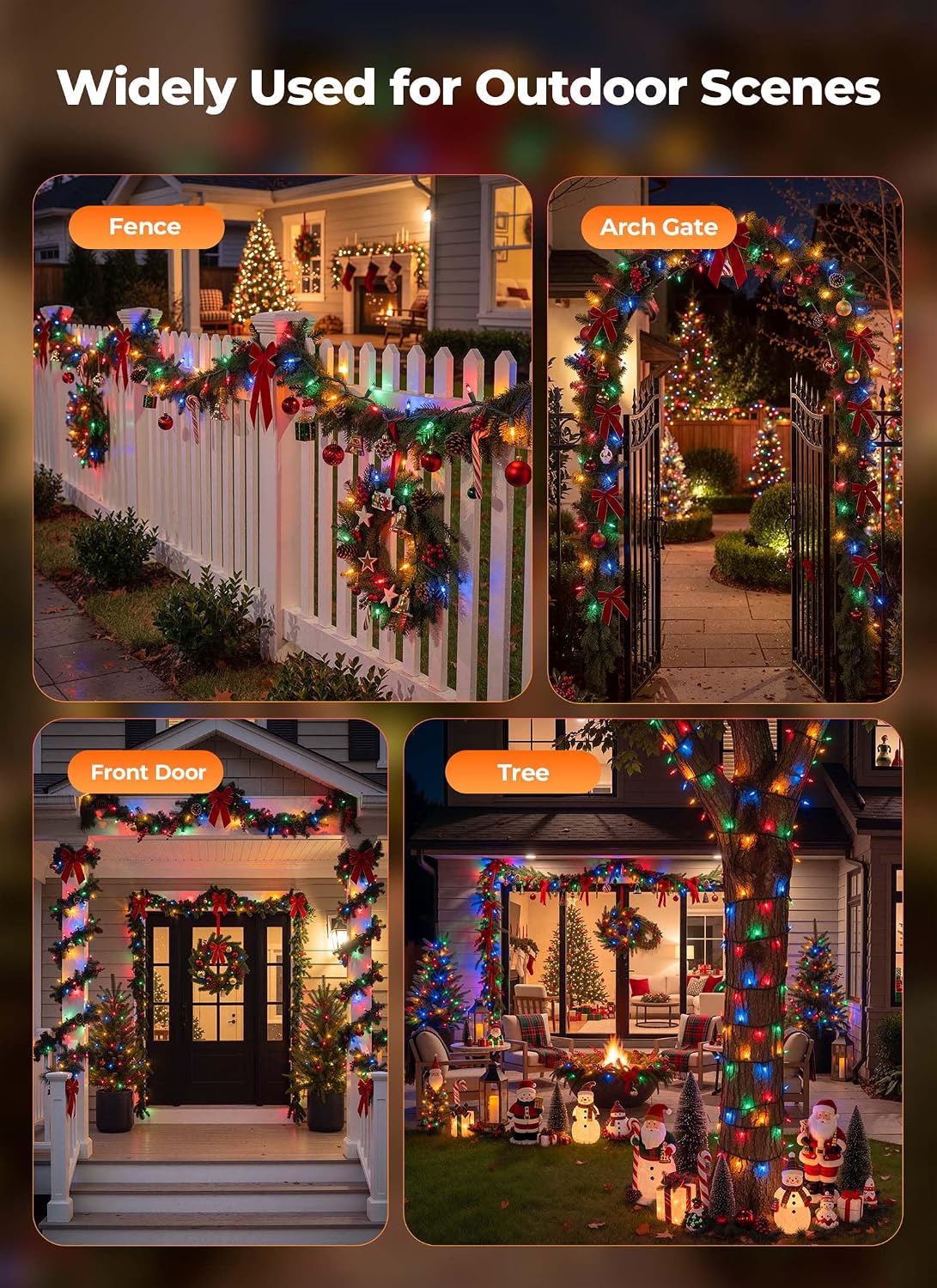 Brightown Battery Operated Christmas Lights, 4 Pack Total 200 LED 71.2Feet