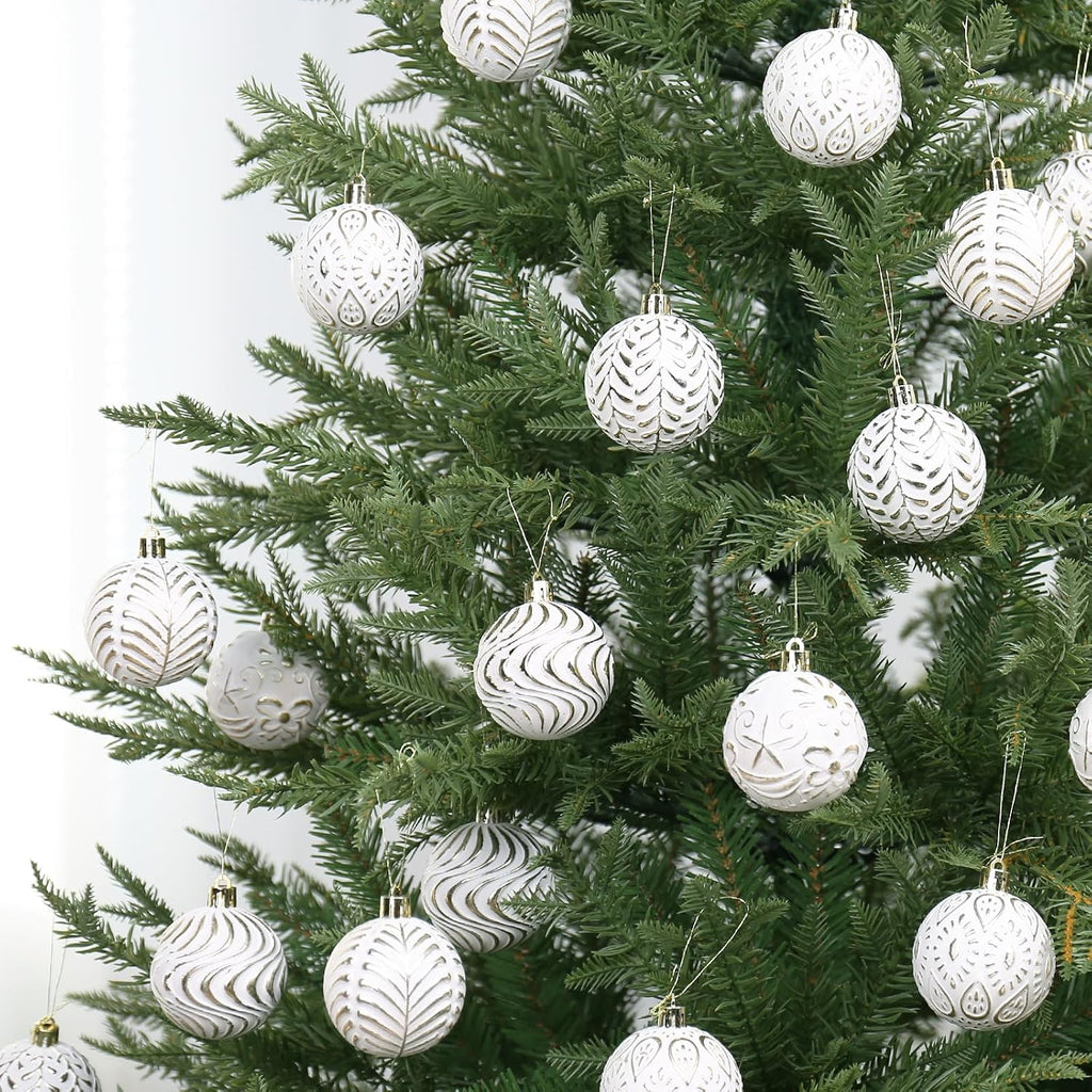 30PCS Gold/White Christmas Ball Ornaments Set for Xmas Tree Decorations