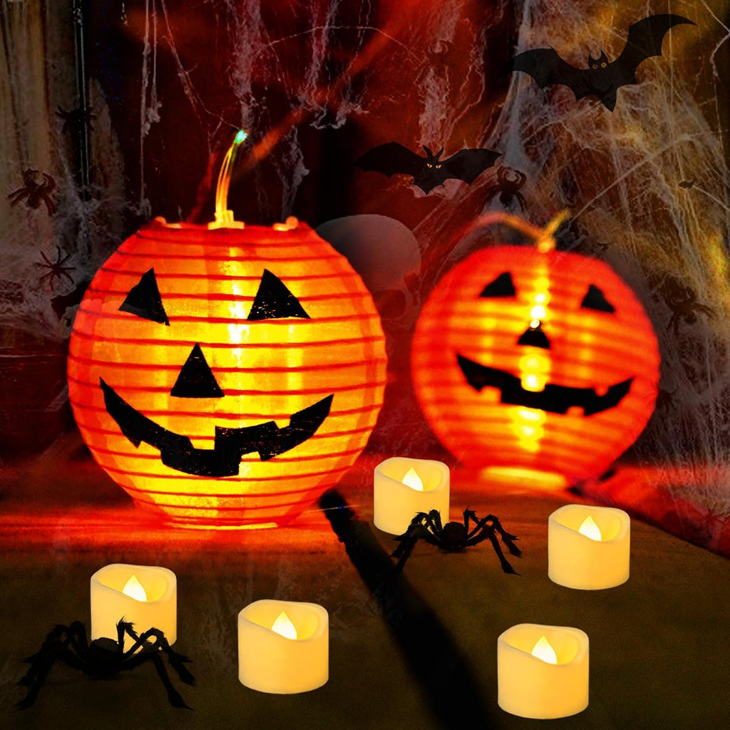 12 Pack 1.5" x 1.2" Flameless Tea Lights Candles Battery Operated, Flickering LED Votive Outdoor Electric Flicker Fake Tealight Candles Bulk for Halloween Wedding Christmas Party Decorations