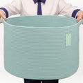 Large Cotton Rope Blanket Basket, 87L Laundry Hamper, Light Green