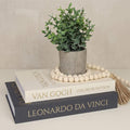 MAOBUYOU Decorative Storage Books Set of 2, Linen Cover, Gold Letters, Beige and Dark gray