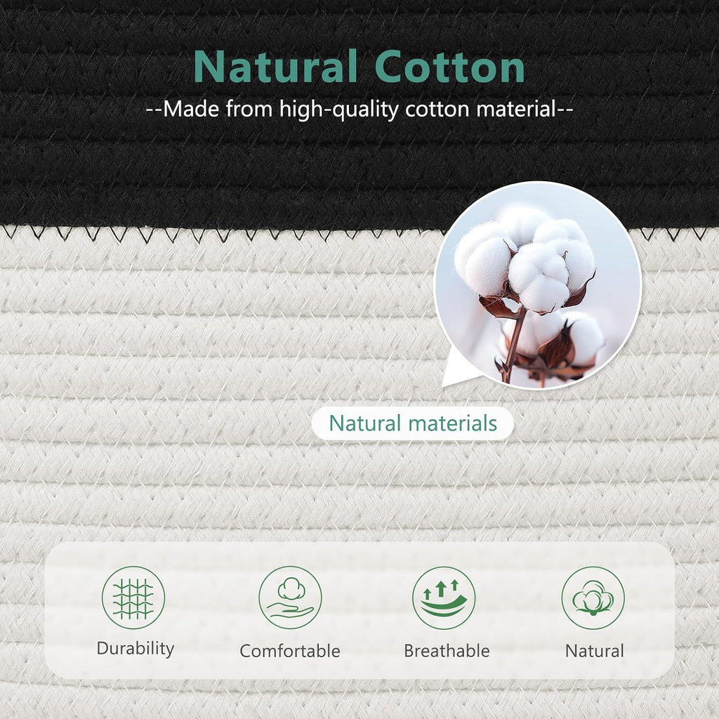 ECDYQXVU 15x10x9 Inch Woven Cotton Rope Storage Basket, 2 Pack