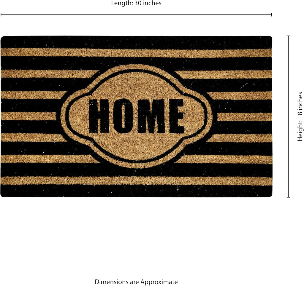Ackland Coir Doormat | Clara Black Stripe Home | 18" x 30"