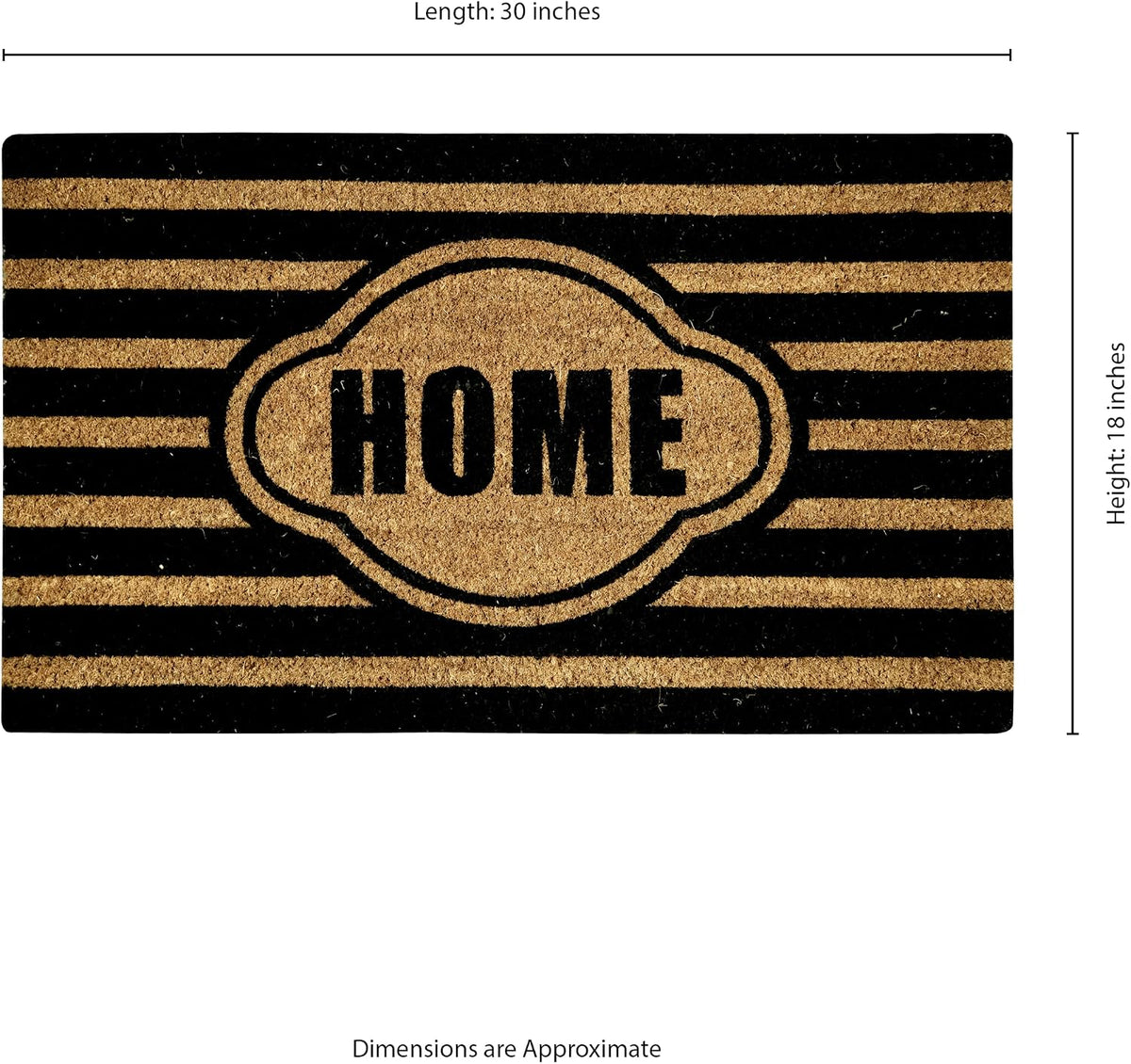 Ackland Coir Doormat | Clara Black Stripe Home | 18" x 30"