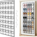 35 Pockets Over The Door Shoe Organizer, Large Breathable Mesh Hanging Shoe Rack with 4 Metal Hooks, Space Saving White Over Door Shoe Storage Holder Mesh Bag for Closet Entryway Bedroom Pantry