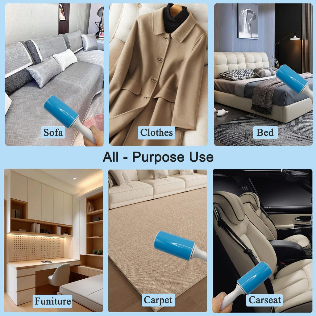 Reusable Washable Lint Roller 3 Pack, Sticky Gel Lint Rollers, Cat Dog Pet Hair Lint Remver Cleaner for Clothes, Carpet, Travel, 1 Large Roller with Dust Cover and 2 Mini Portable Small Lint Brush