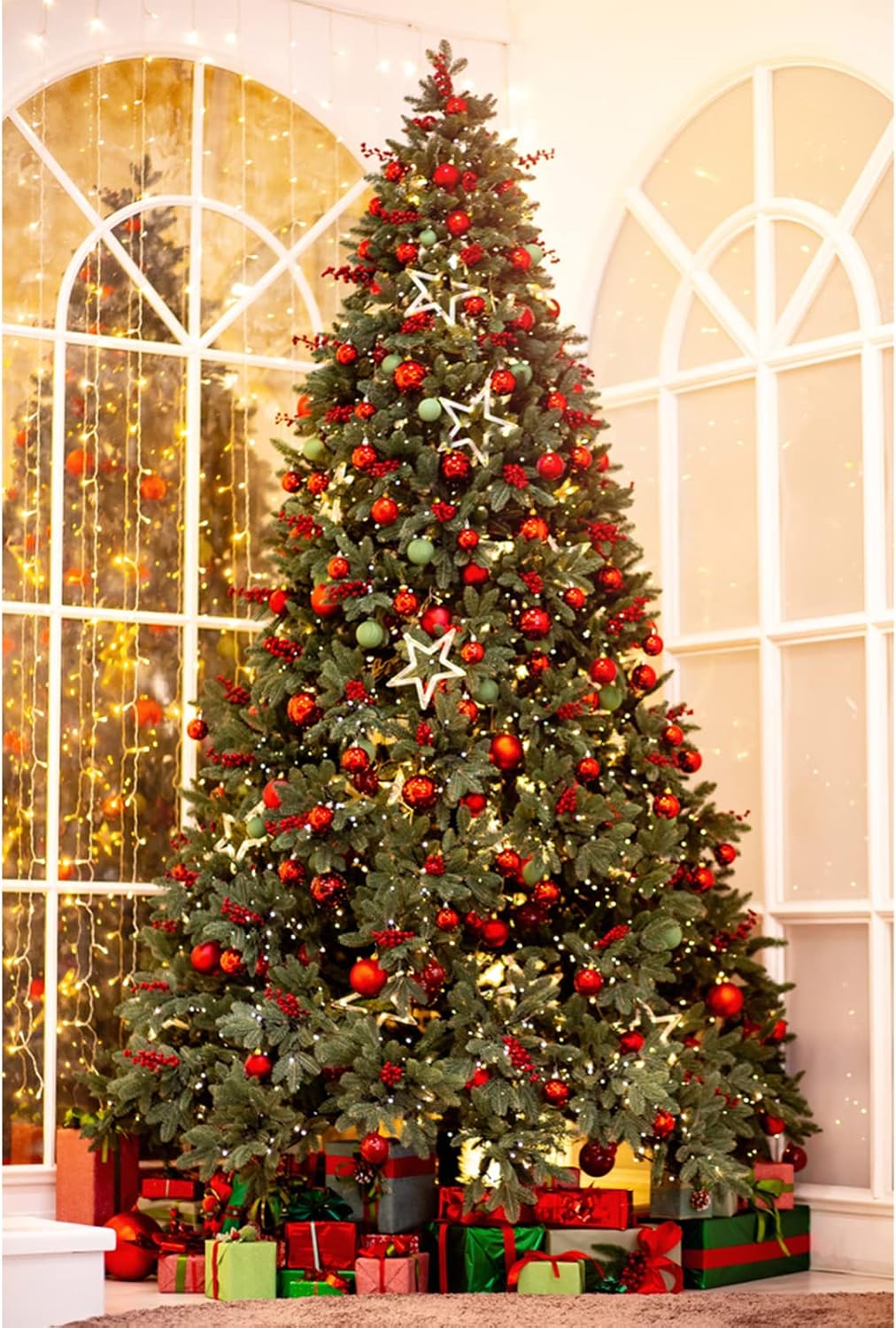 34ct Red Christmas Ball Ornaments Shatterproof Plastic Christmas Tree Decorations for Xmas Party Home Office Holiday Decor -Medium Size (2.36"/ 60mm)