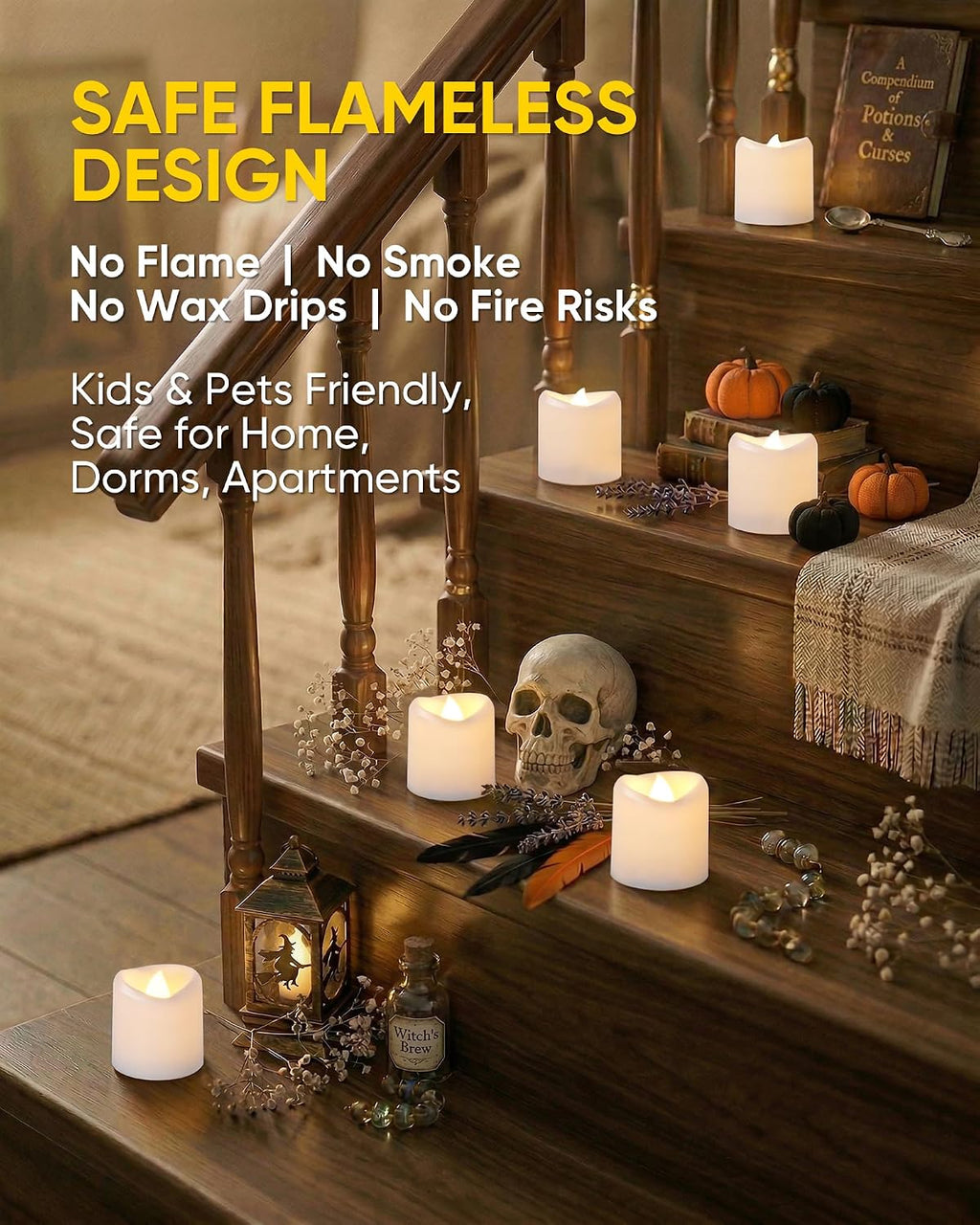 White LED Flameless Votive Tealight Candles, Warm White, 1.5"x1.6", 100Pack