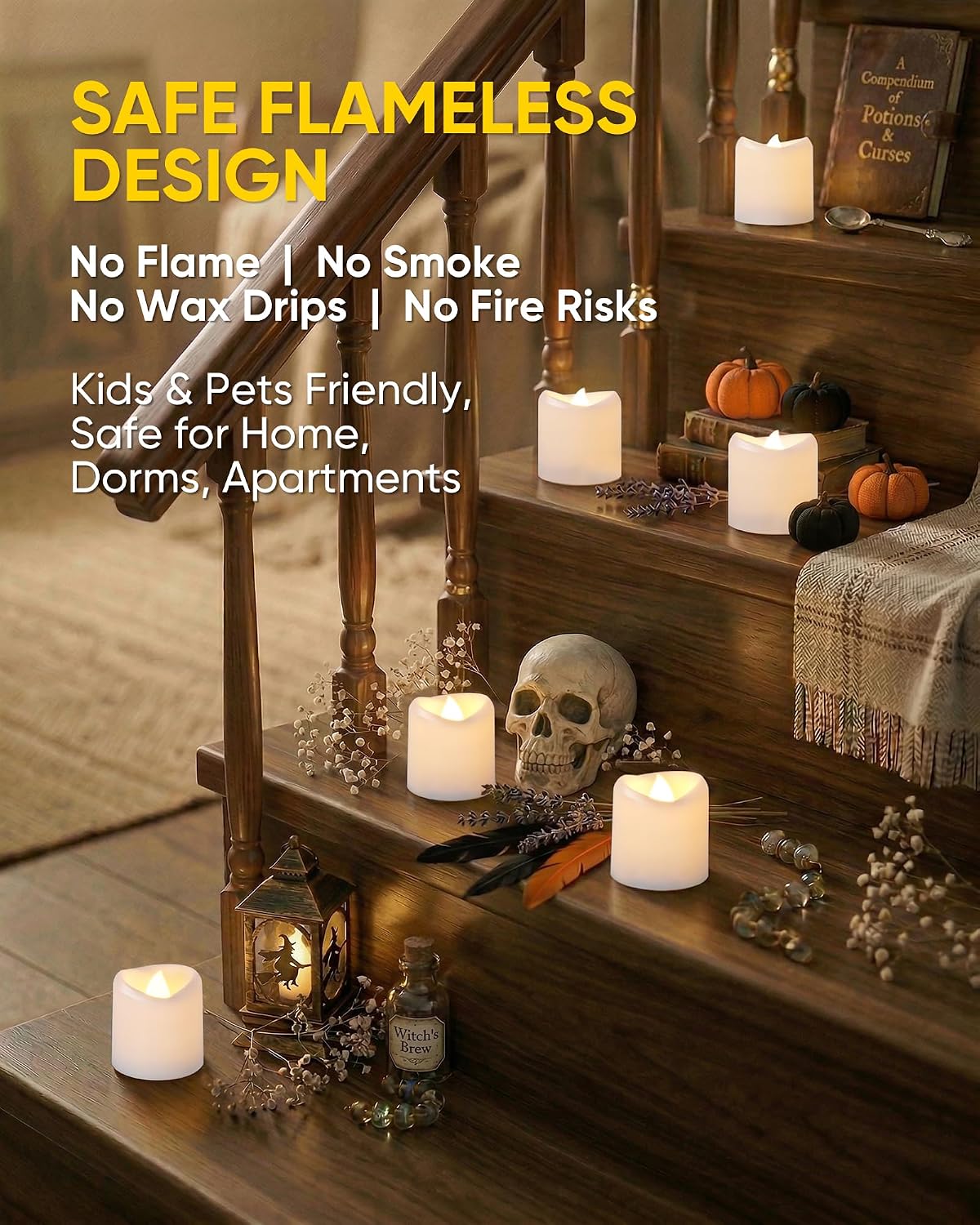 White LED Flameless Votive Tealight Candles, Warm White, 1.5"x1.6", 100Pack