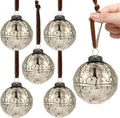 Threan 6 Pcs Champagne Gold Mercury Glass Christmas Ornaments, Etched