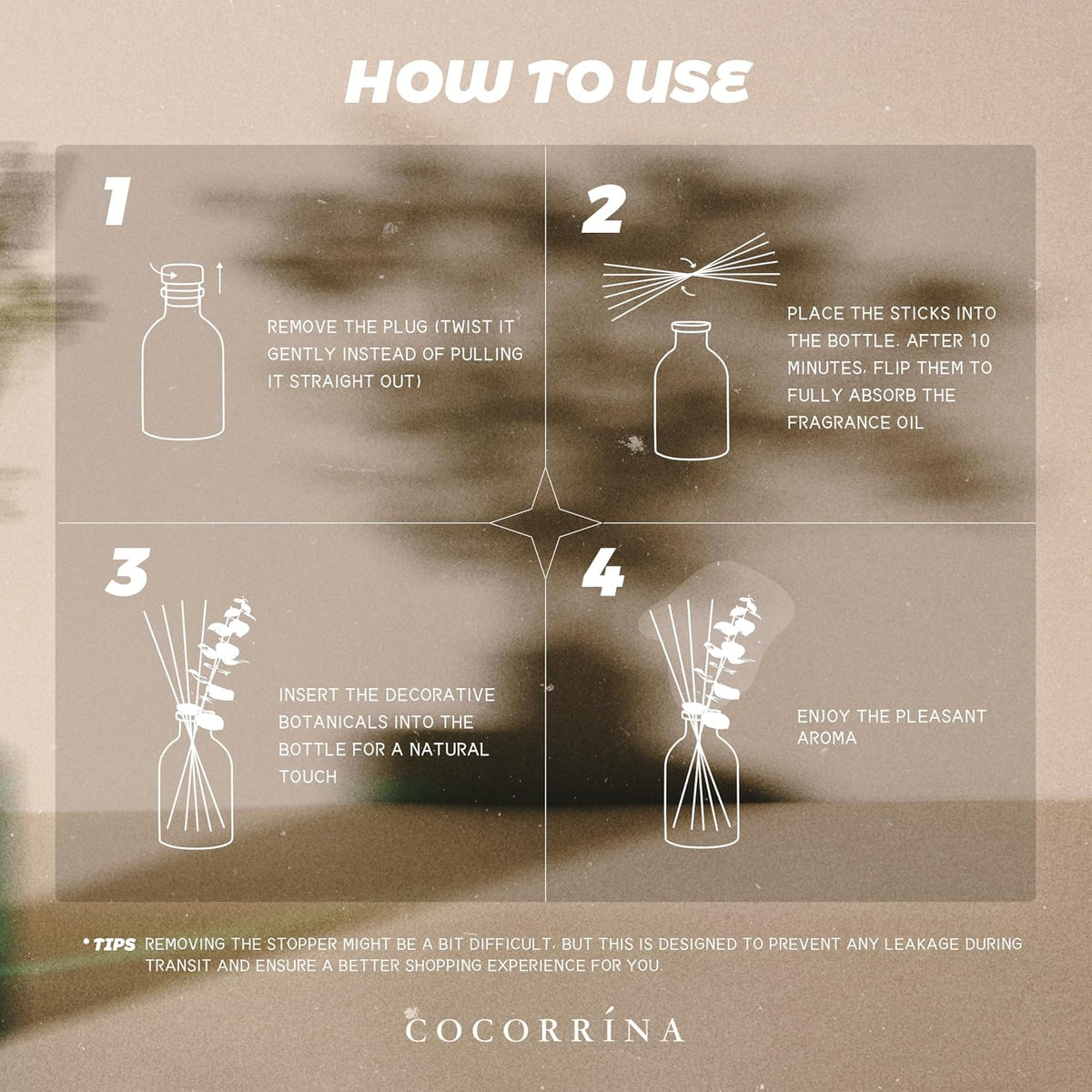 COCORRÍNA Reed Diffuser Set of 3 with Dried Eucalyptus for Home & Office