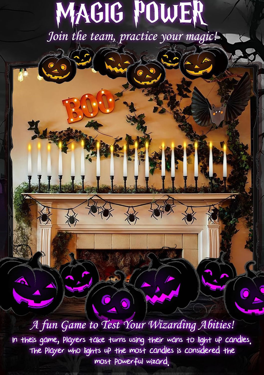 10 Floating Candles with Wand & 11 AAA Batteries Halloween Decor