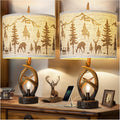 Scenekoy Deer Antler Table Lamp Set of 2 with Nightlight for Living Room