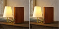 AELS Solid Wood Bookshelf Lamp with Bulb, 3-Color Touch Control Dimmable Table Lamp with Linen Shade, Modern Decorative Bookend Lamp for Bedroom, Office & Bookshelf Decor, Dark Brown (Pack of 2)