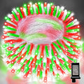 LAMPHOME Red Green White String Lights, 65.3ft 200 LED Christmas String Lights, Mini Fairy Starry Plug in with16 Modes for Outdoor Xmas Tree Wedding Party Decoration